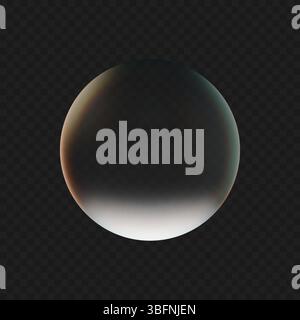 Glossy 3D transparent glass sphere ball icon vector illustration bubble isolated on dark background Stock Vector