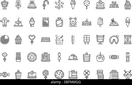 Desserts and candies icons icons Simple vector icon. Illustration symbol design template for web mobile UI element. Stock Vector