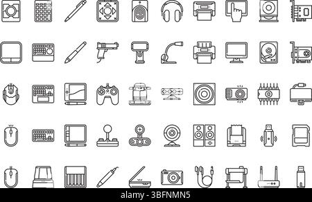 Computer peripherals icons icons Simple vector icon. Illustration symbol design template for web mobile UI element. Stock Vector