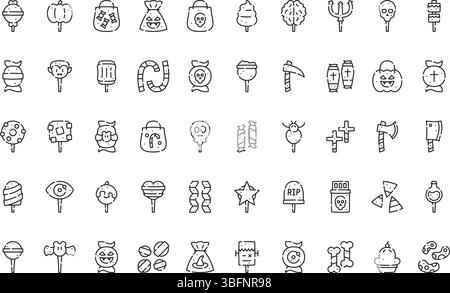 Halloween sweets and candies icons icons Simple vector icon. Illustration symbol design template for web mobile UI element. Stock Vector