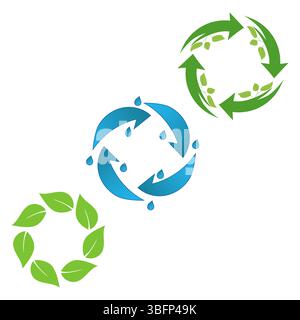 Circular arrow icon. Cycle motion symbol. Vector loop design. Green blue palette. Stock Vector