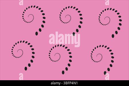 Minimal dotted spiral design elements in repeating pattern with pink background for prints Stock Vector