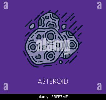 Comet line icon. Falling meteorite with flame or asteroid outline style ...