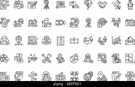 Blogger and influencer essentials icons icons Simple vector icon. Illustration symbol design template for web mobile UI element. Stock Vector