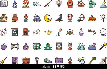 Fairytale icons icons Simple vector icon. Illustration symbol design template for web mobile UI element. Stock Vector