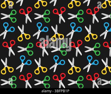 Pattern of multicolored scissors. Vector illustration. Stock Vector