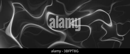 Caustic light patterns on black background - water reflection ripples creating abstract waves, flowing liquid optical effect with bright curved line, underwater illumination texture for graphic design Stock Vector