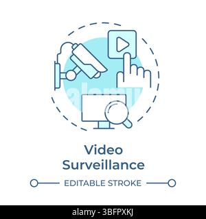 Video surveillance soft blue concept icon Stock Vector
