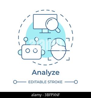 Analyze events soft blue concept icon Stock Vector