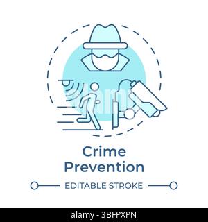 Crime prevention soft blue concept icon Stock Vector