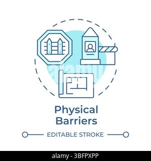 Physical barriers soft blue concept icon Stock Vector