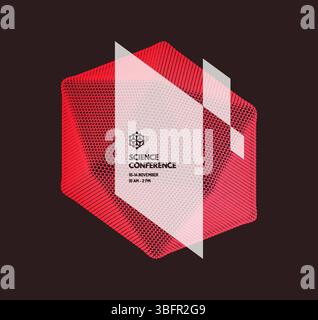 Science conference. Crystal consisting of small particles. Object with dots. Molecular grid. 3d vector illustration. Futuristic connection structure f Stock Vector