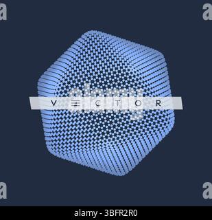 Crystal consisting of small particles. Object with dots. Molecular grid. 3d vector illustration. Futuristic connection structure for education and sci Stock Vector