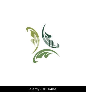 three green leaf logo vector illustration Stock Vector