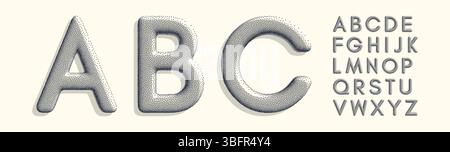 Alphabet set. 3d vector illustration. Design elements with stipple effect. Stock Vector