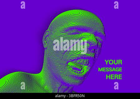 Angry man shouting. Creative design for avatar, communication and print. Voxel art. 3D vector illustration. Stock Vector
