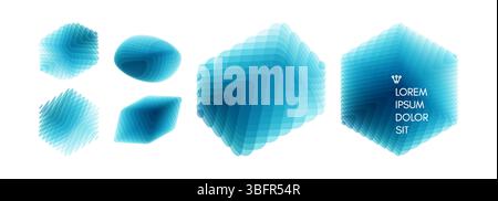 Set of various overlapping elements. Abstract geometric design. Vector illustration for banners, placards, posters or flyers. Stock Vector