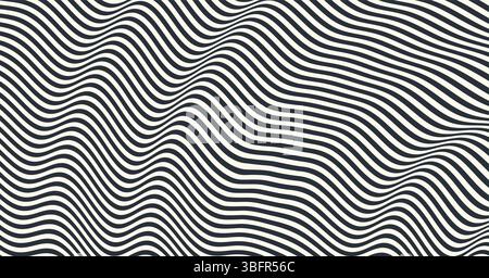 Black and white design. Pattern with optical illusion. Abstract striped background. Vector illustration. Stock Vector