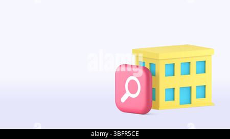 Real estate city building searching guide map navigation copy space banner template. Public architecture street government hospital school city house Stock Vector