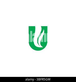 Letter U leaf Organic Logo Vector Stock Vector