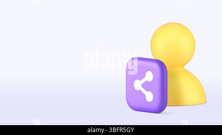 Personal communication contact information sharing social network copy space banner template. User account community profile society member link web c Stock Vector