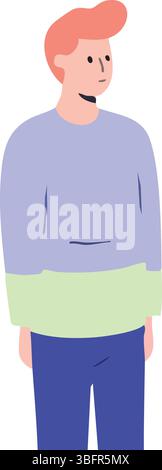 Stylish Man Wearing Ash Color Sweatshirt & Blue Pants | Urban Casual Vector Illustration Stock Vector