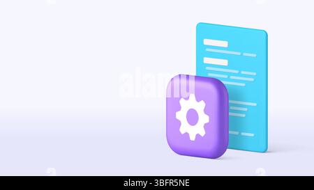 Program software development web site code setting option setup copy space banner template. Data optimization technology coding application installati Stock Vector
