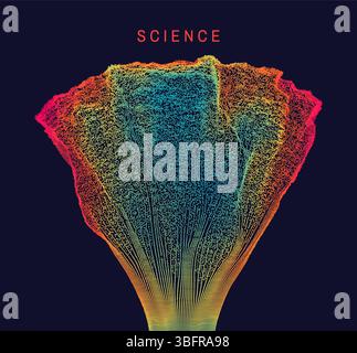 Abstract science or technology background. Network illustration with particle. 3D grid surface. Stock Vector