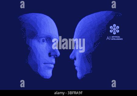 Dialogue, contact, conversational exchange between two individuals. People talk face to face. 3D vector Illustration for advertising, marketing or pre Stock Vector