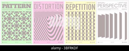 Abstract geometric pattern. Image of many rectangular flat shapes with transition effect. Cover design template. Vector illustration for brochure, pos Stock Vector