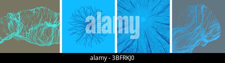 Water splash imitation. Point explode. Array with dynamic emitted particles. Abstract background. Cover design template. 3D illustration for brochure, Stock Vector
