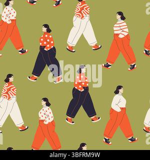 Seamless pattern with curvy women. Vector tile. Stock Vector