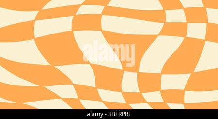 Twisted distorted checkered retro groovy pattern Stock Vector