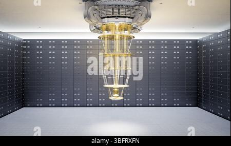 3d rendering golden quantum computer machine Stock Photo - Alamy