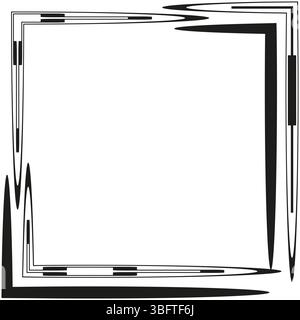 Distorted frame icon. Abstract white border. Vector glitch shape. Irregular corner figure. Stock Vector