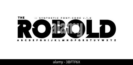 Sharp bold font, modern heavy alphabet, robotic techno typeface for AI logo branding, machine headline style, futuristic cyber typography, digital Stock Vector