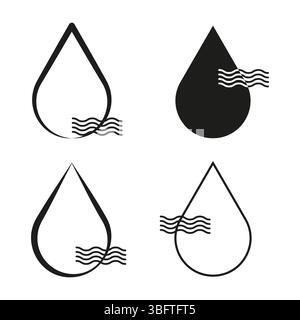 Water drop icon. Liquid teardrop symbol. Wavy line element. Vector shape form. Stock Vector