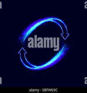 Two glowing arows go round. Update icon. Hardware and software update. Exchange and money transfer. Stock Vector