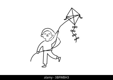 Simple illustration of kite continuous one-line drawing Stock Vector