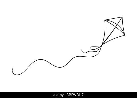 Simple illustration of kite continuous one-line drawing Stock Vector