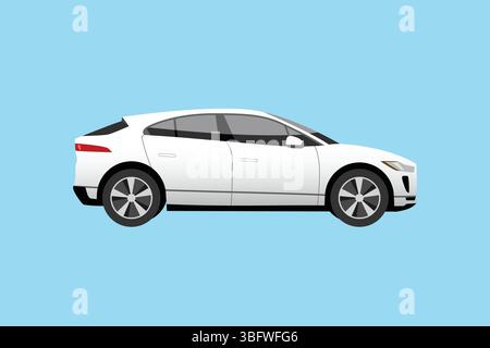 Smart car isolateds on blue background. Vector illustration Stock Vector
