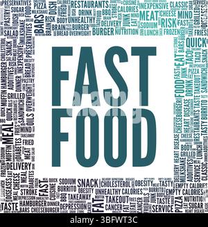 Fast Food word cloud conceptual design isolated on white background. Stock Vector