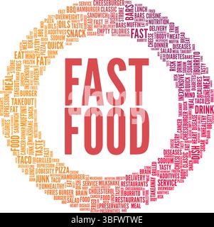 Fast Food word cloud conceptual design isolated on white background. Stock Vector