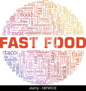 Fast Food word cloud conceptual design isolated on white background. Stock Vector
