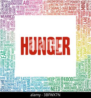 Hunger word cloud conceptual design isolated on white background Stock ...
