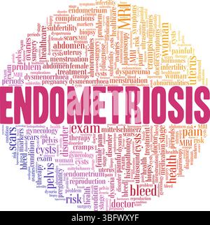 Endometriosis word cloud conceptual design isolated on white background. Stock Vector
