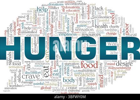 Hunger word cloud conceptual design isolated on white background Stock ...