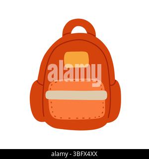 Bright orange backpack vector illustration, perfect for back-to-school designs, travel themes, and adventure gear promotions. Trendy and eye-catching Stock Vector