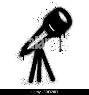 Spray Painted Graffiti telescope isolated with a white background. EPS 10. Stock Vector