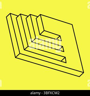 Impossible shapes. Sacred geometry. Optical illusion. Abstract eternal geometric object. Impossible endless outline triangle. Impossible geometry Stock Vector
